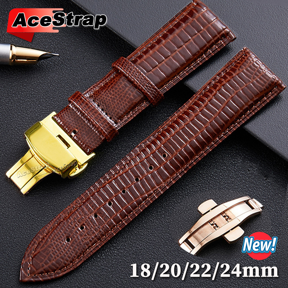 Butterfly Clasp Deployant - New Crocodile Pattern Leather Watchbands Business