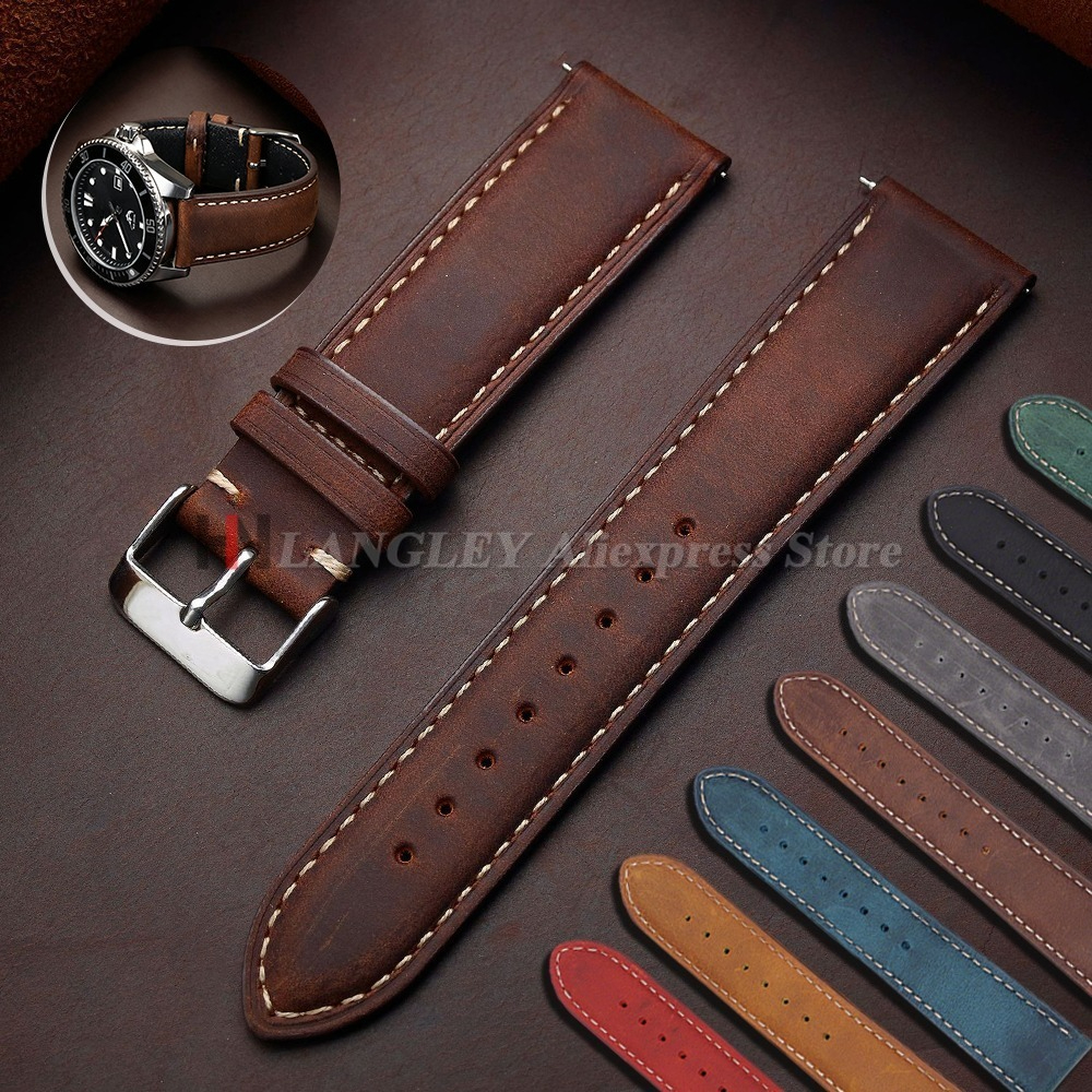 Leather Strap Quick Release - Vintage Watch Strap 14mm 16mm 18mm
