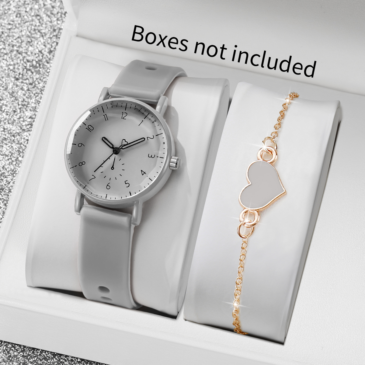 Silicone Band Women - 2PCS/Set Fashion Arabic Dial Women Watches