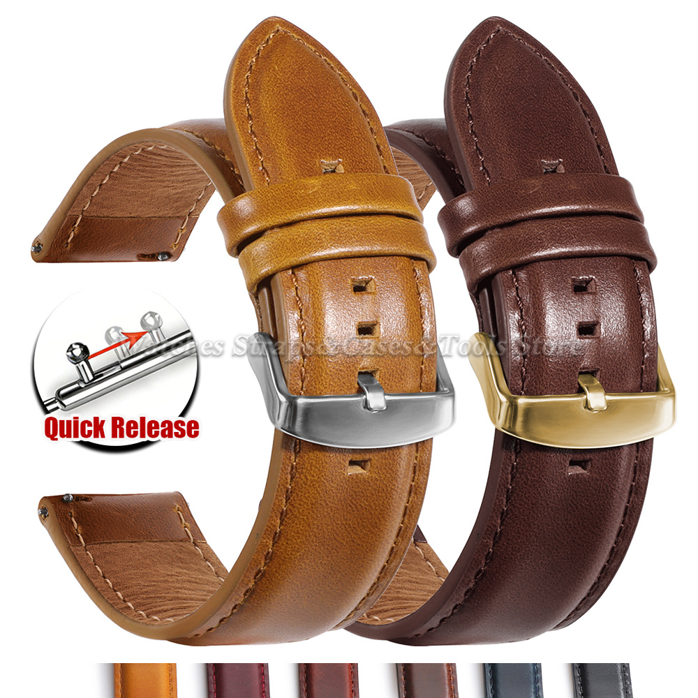 Leather Strap Quick Release - Cowhide Genuine Leather Watch Strap 18mm