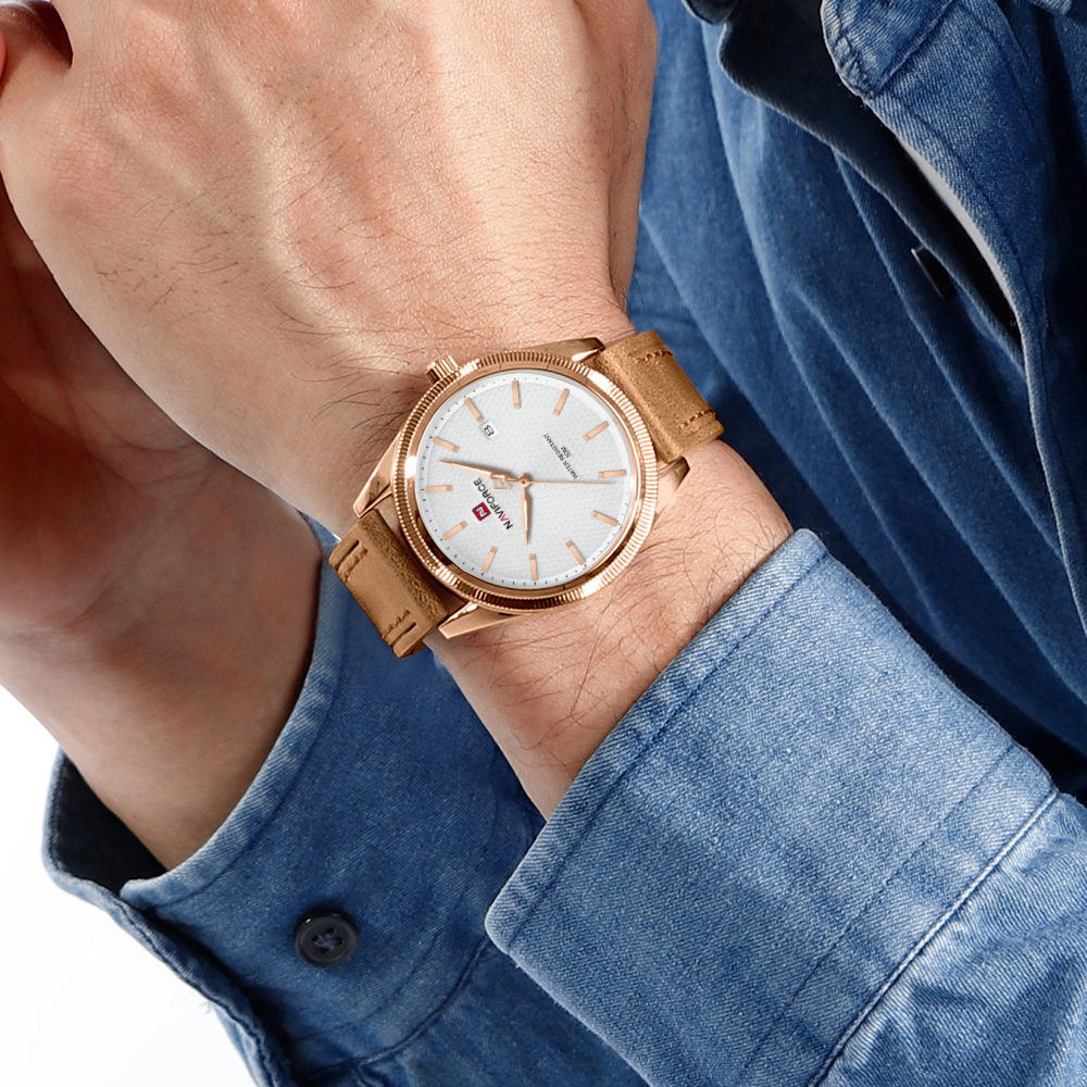 NAVIFORCE Fashion Luxury Brand - Leather Watch Band Men のレビューと価格