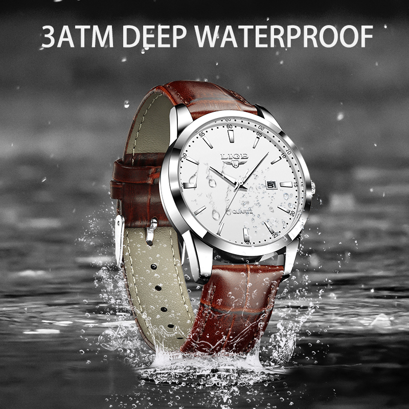 LIGE Man Watch Fashion Leather - Leather Watch Band Men のレビューと価格