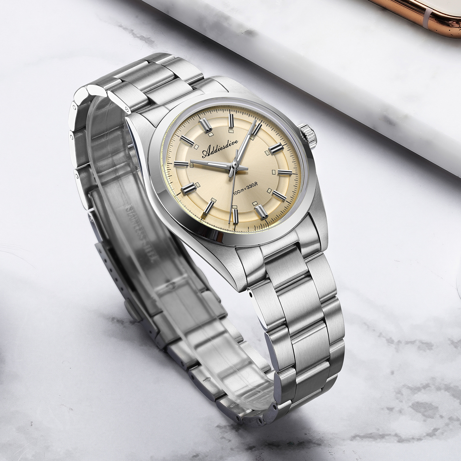 ADDIESDIVE Super Luminous Japa - Stainless Bracelet Diver のレビューと価格