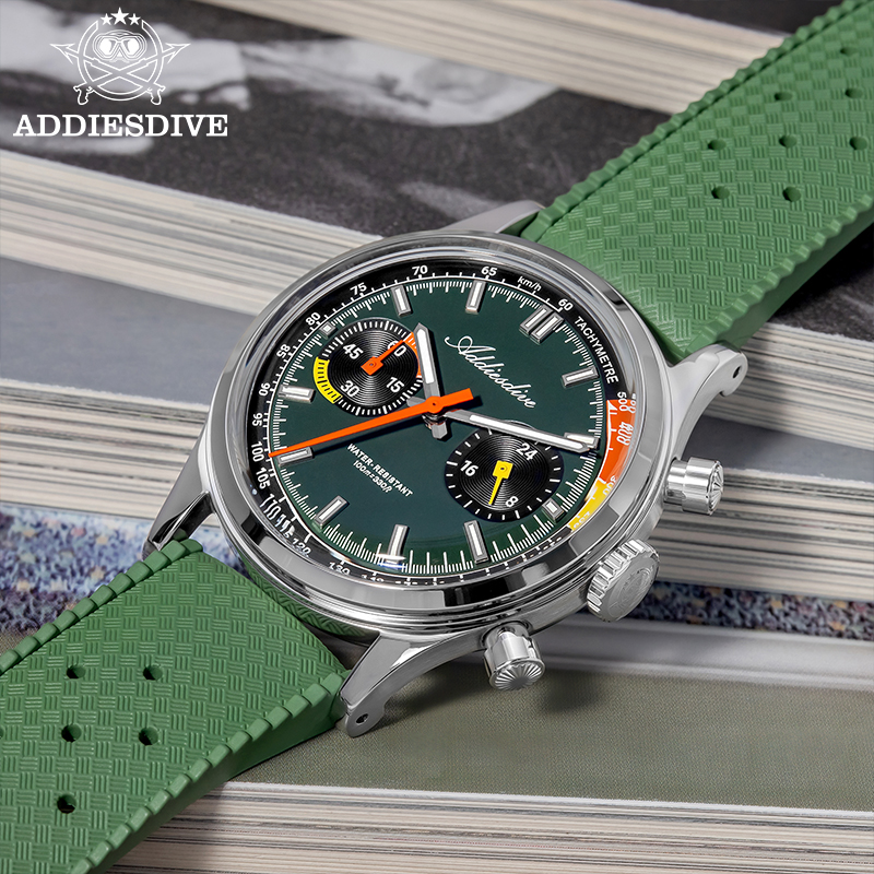ADDIESDIVE Chronograph VK64 Wa - Rubber Strap Diver のレビューと価格