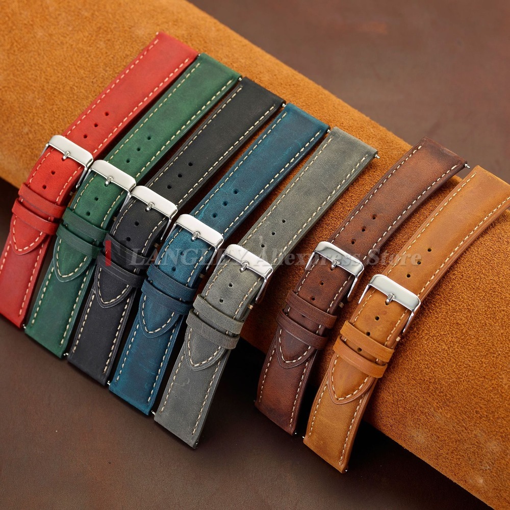 Vintage Watch Strap 14mm 16mm  - Leather Strap Quick Release のレビューと価格