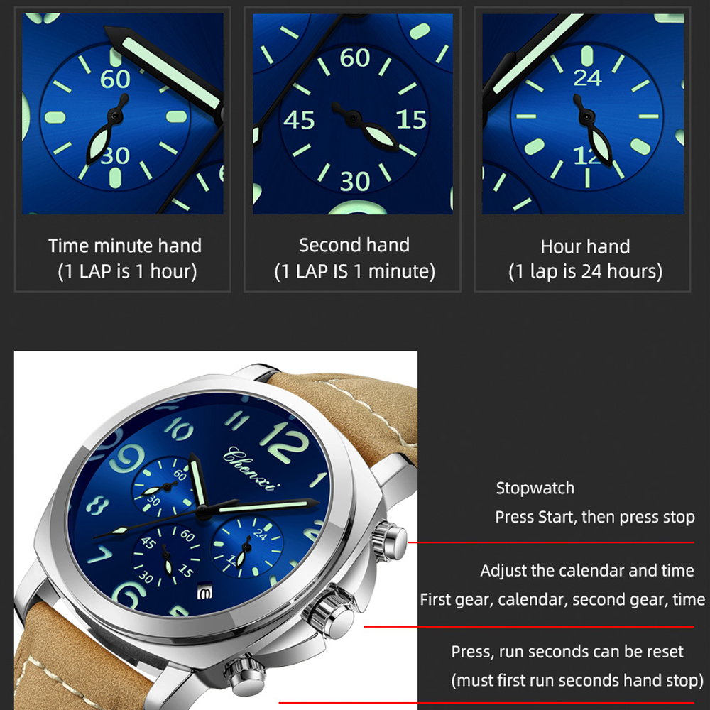 CHENXI Men Watch Multifunction - Leather Watch Band Men のレビューと価格