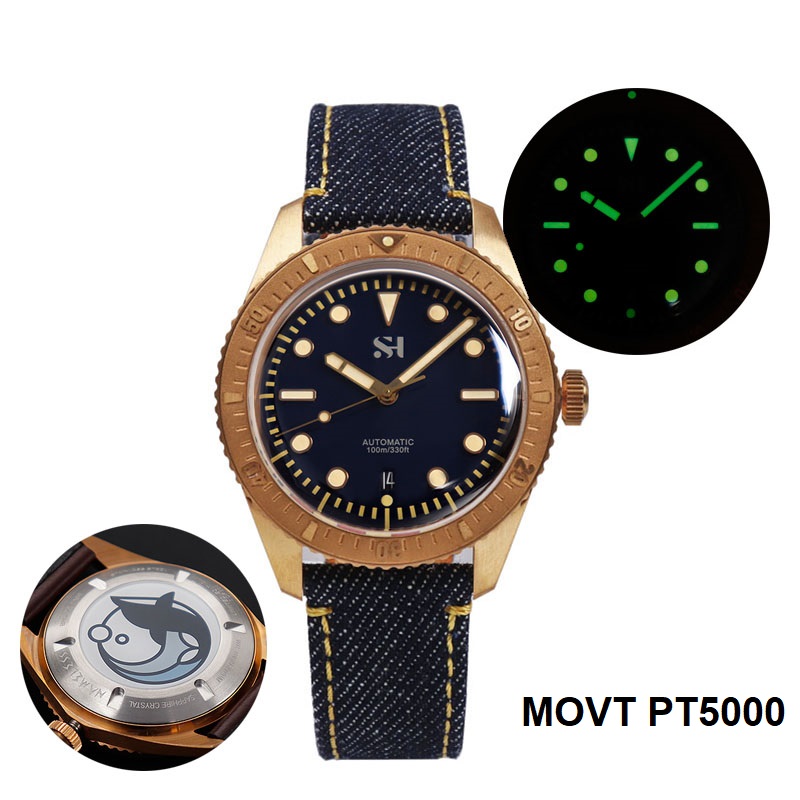42mm Bronze Mens Watch Mechani - Canvas Strap Watch のレビューと価格