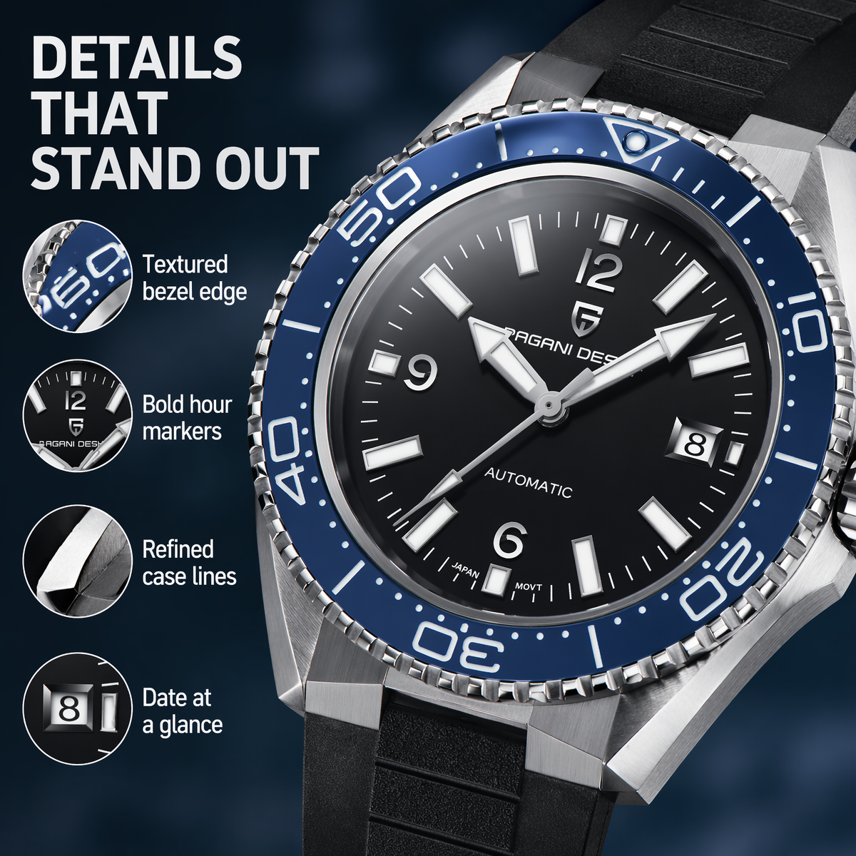 Pagani Design New Men's Mechan - Rubber Strap Diver のレビューと価格