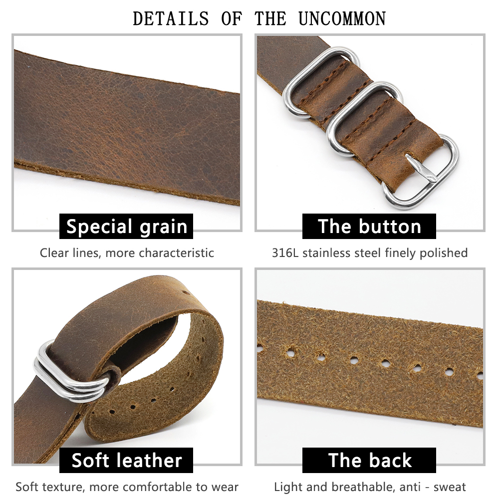 Genuine Leather Watch Band 18m - Nato Strap Nylon のレビューと価格