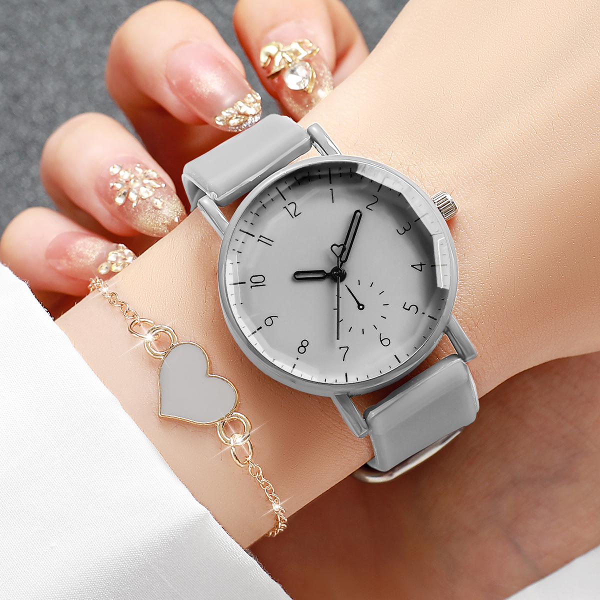 2PCS/Set Fashion Arabic Dial W - Silicone Band Women のレビューと価格