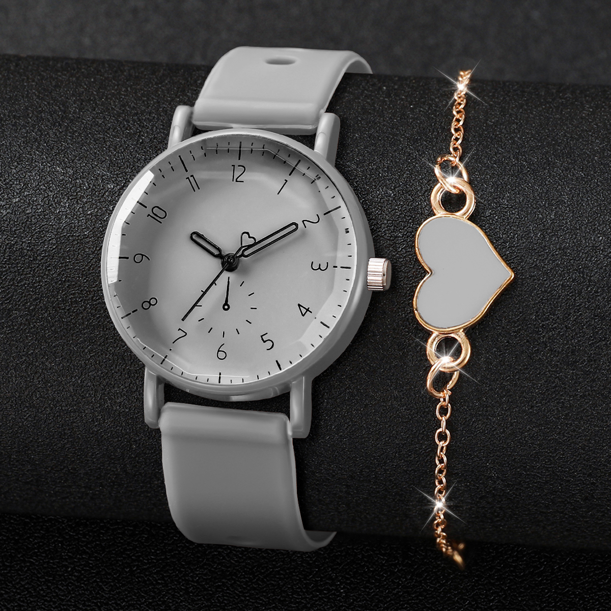 2PCS/Set Fashion Arabic Dial W - Silicone Band Women のレビューと価格