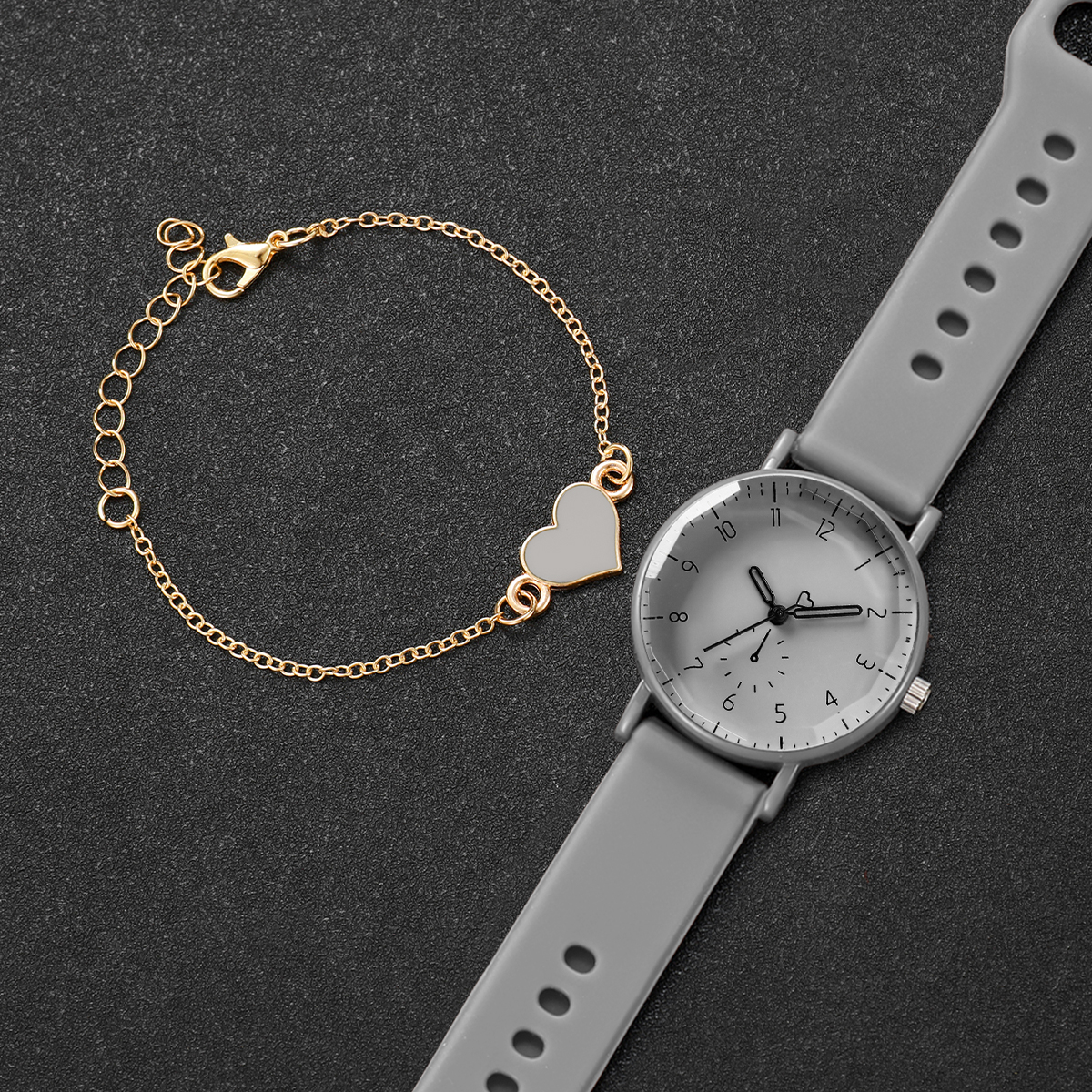 2PCS/Set Fashion Arabic Dial W - Silicone Band Women のレビューと価格