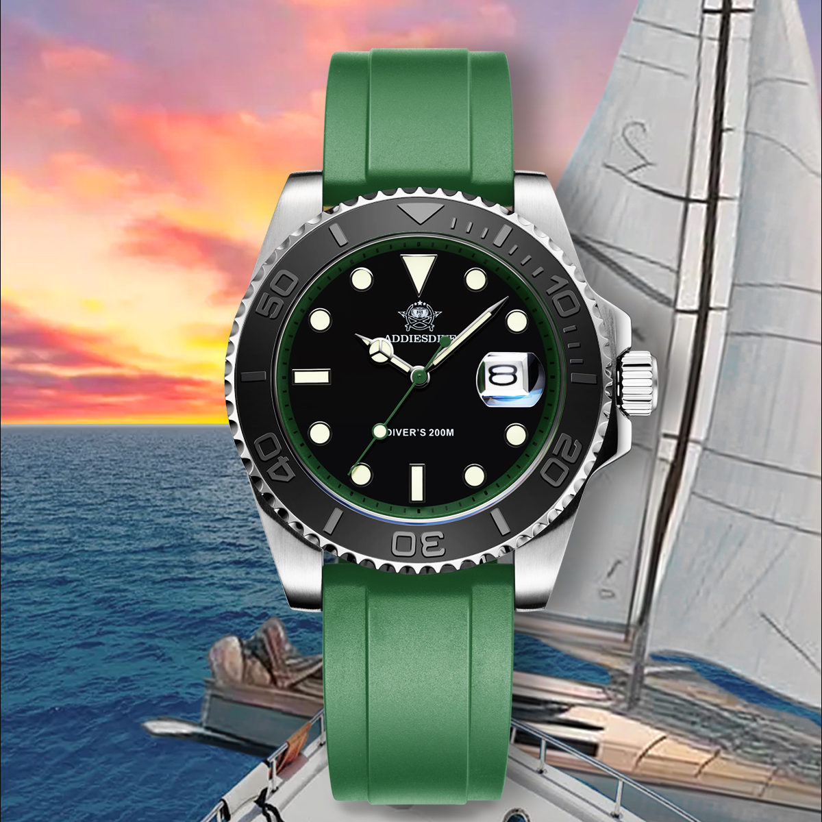 ADDIESDIVE Rotatable Ceramic B - Rubber Strap Diver のレビューと価格