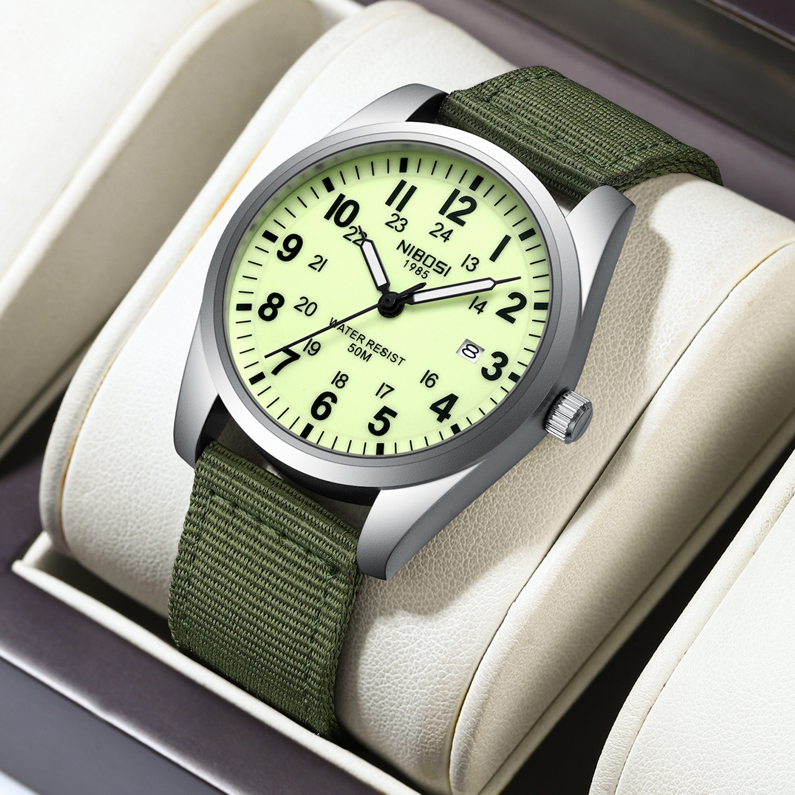 NIBOSI Mens Watches Analog Mil - Tropic Strap Vintage のレビューと価格