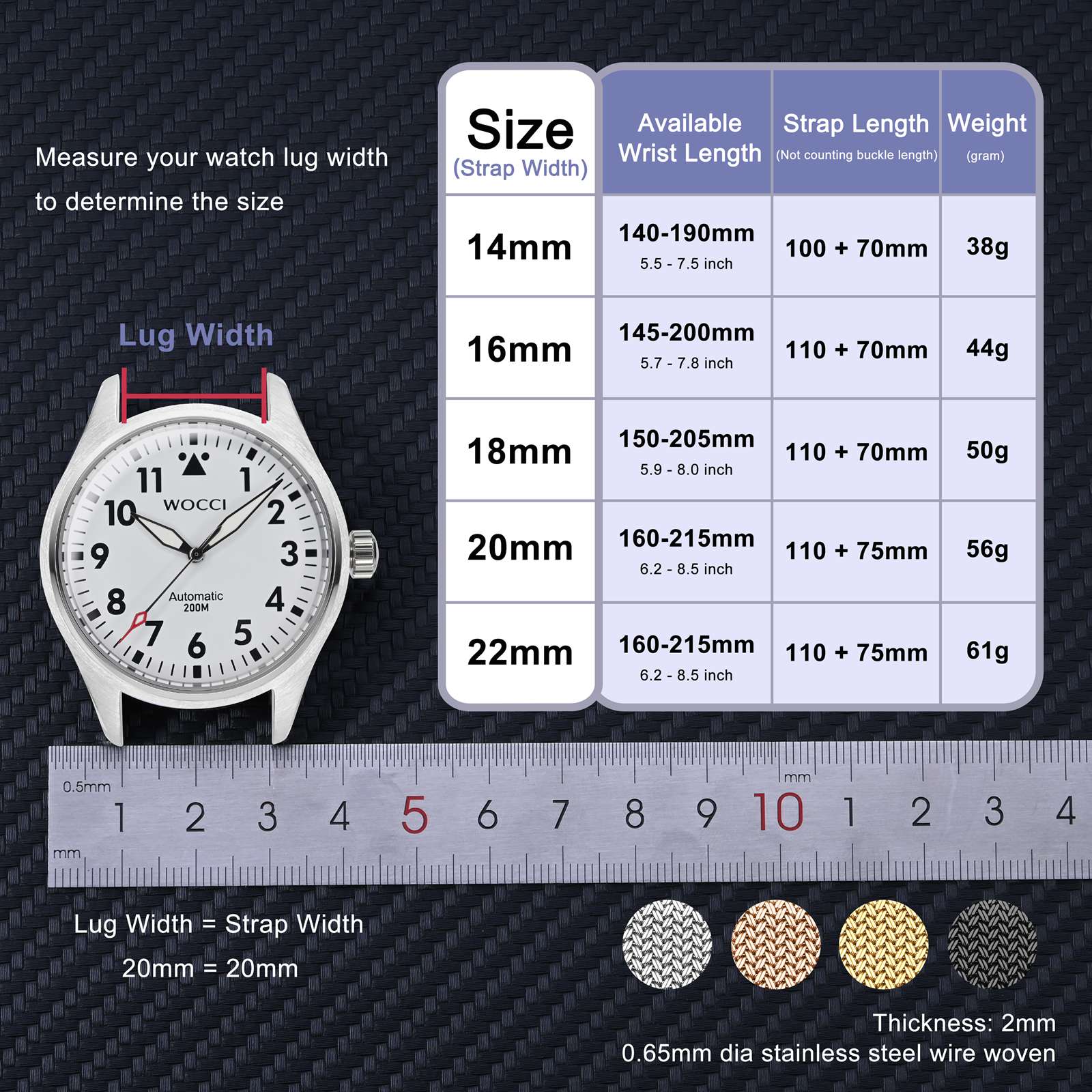 WOCCI Elite Metal Watch Band,  - Mesh Strap Metal のレビューと価格