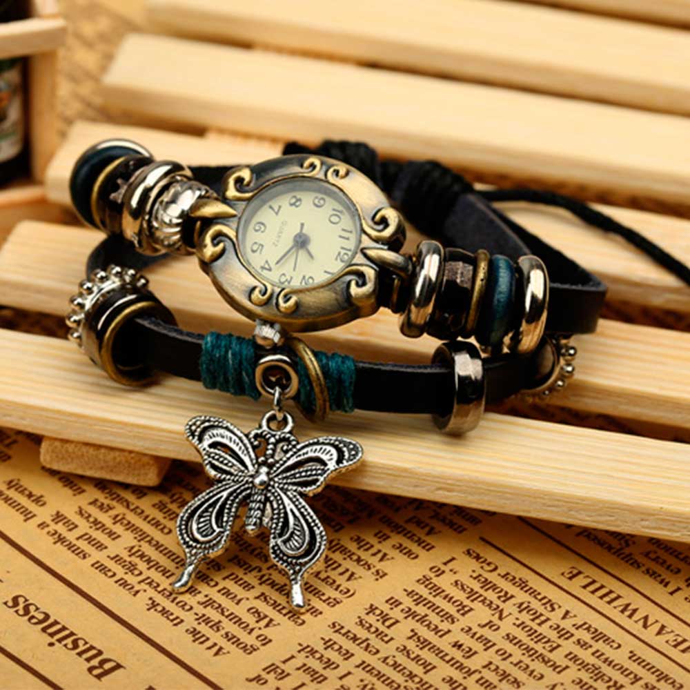 Handmade Butterfly Beads Brace - Leather Watch Band Men のレビューと価格