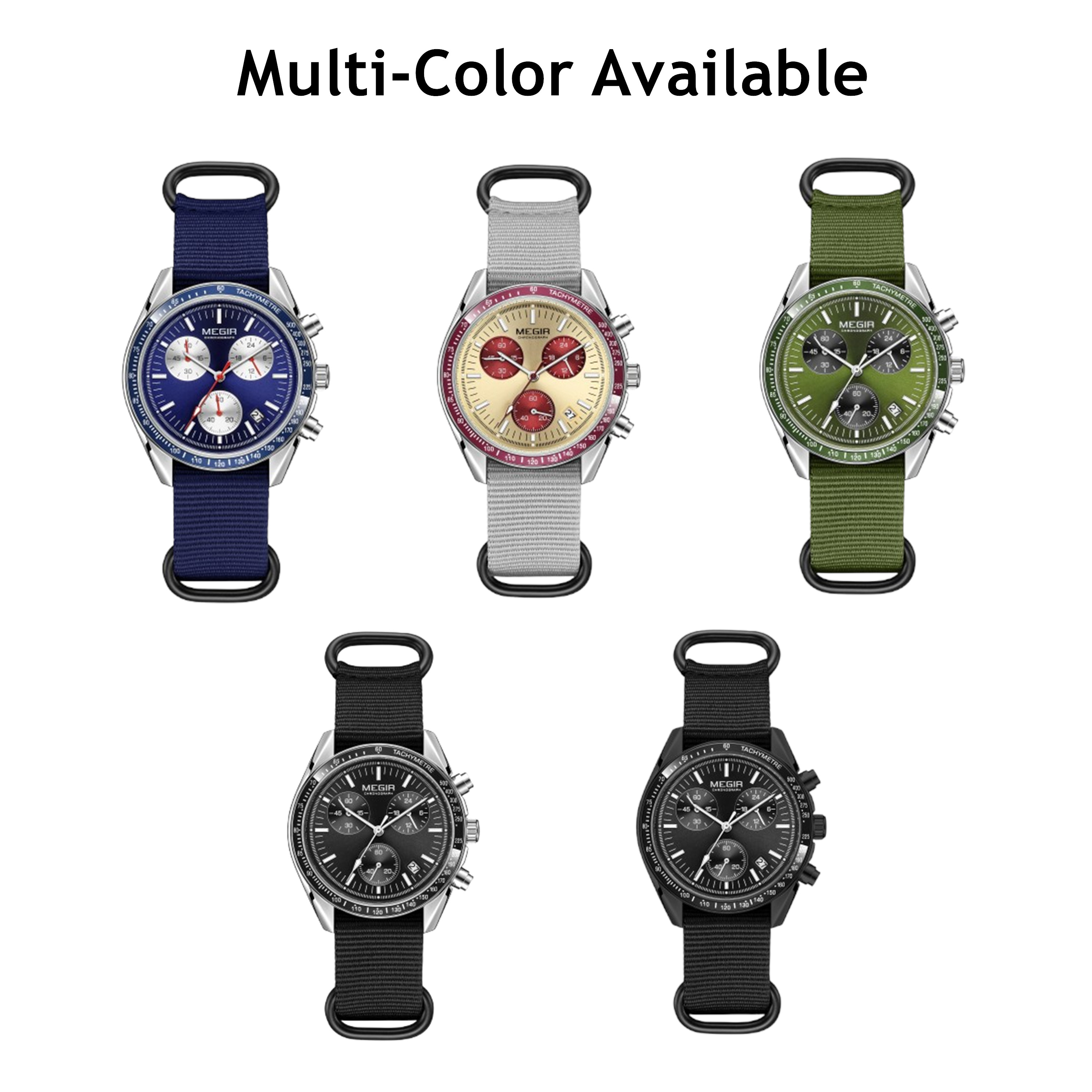 MEGIR Chronograph Canvas Strap - Canvas Strap Watch のレビューと価格