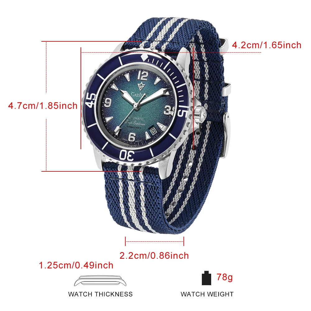 CADISEN Deep Explorer MIYOTA 8 - Canvas Strap Watch のレビューと価格