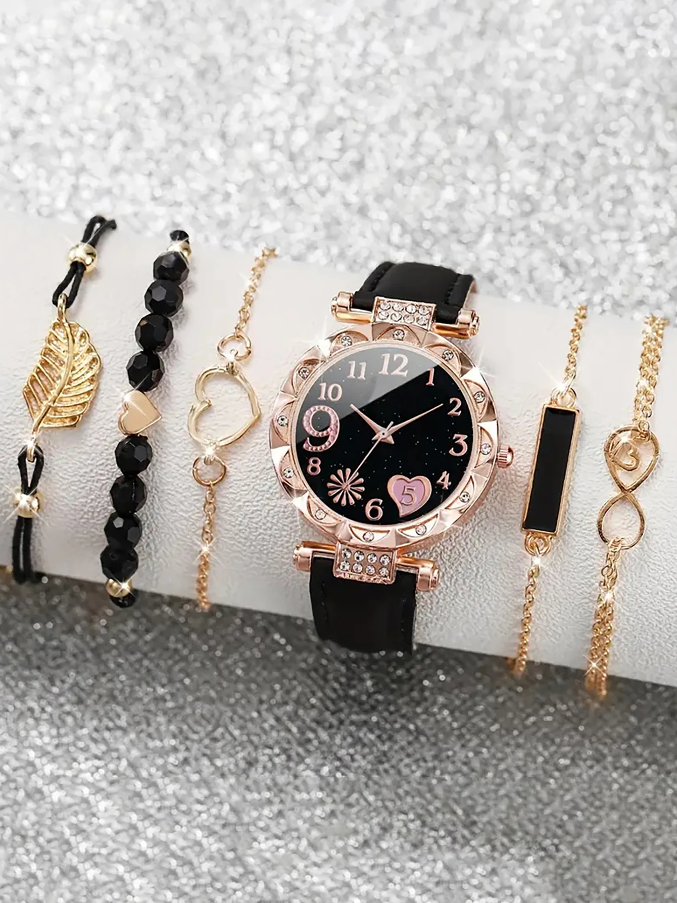5Pcs Women Pink Suede Strap Wa - Suede Strap Watch のレビューと価格