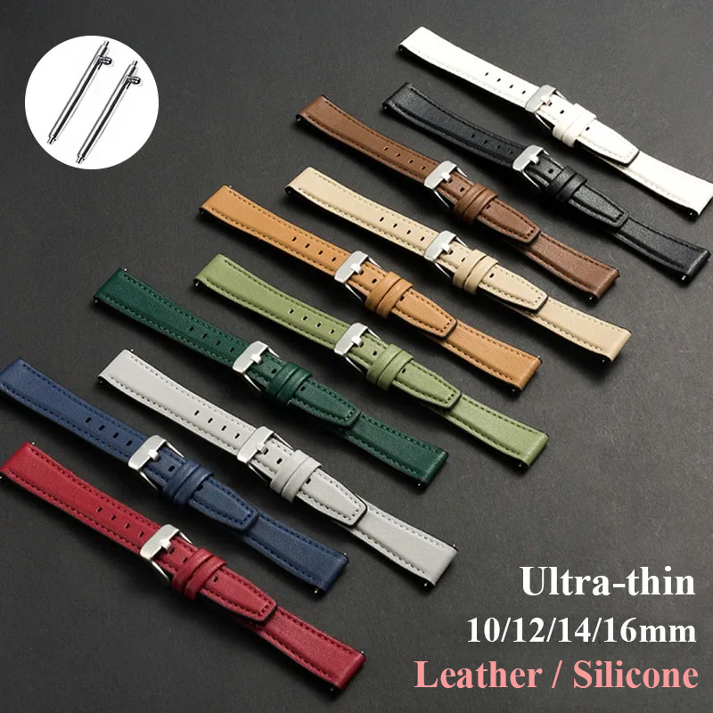 Ultra-thin Leather Watch Band  - Leather Strap Quick Release のレビューと価格