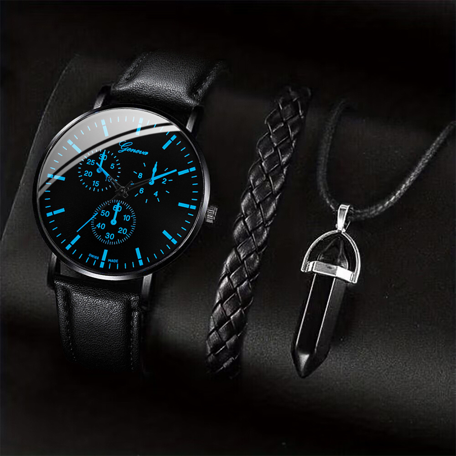 3PCS/Set Men Business Watches  - Leather Watch Band Men のレビューと価格