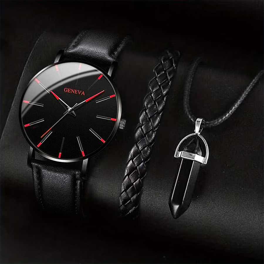 3PCS/Set Men Business Watches  - Leather Watch Band Men のレビューと価格