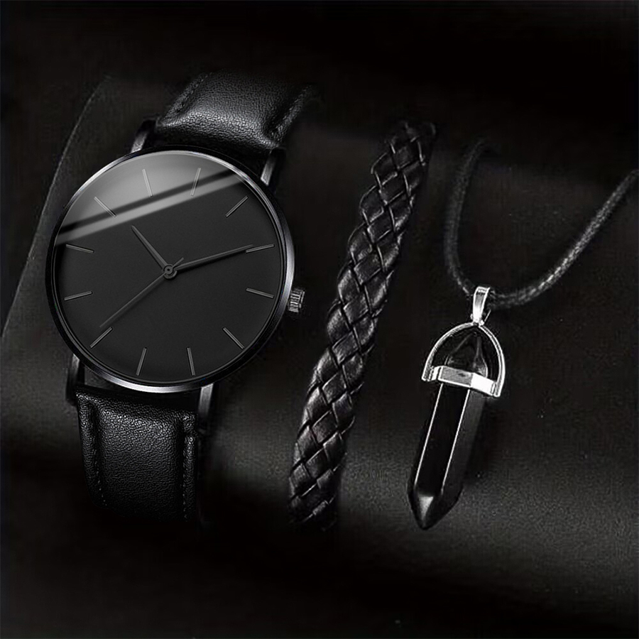 3PCS/Set Men Business Watches  - Leather Watch Band Men のレビューと価格