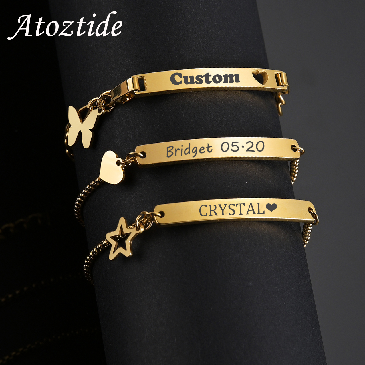 Atoztide Personalized Engrave  - Butterfly Clasp Deployant のレビューと価格